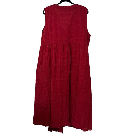Simple Suzanne Betro Red Wrap Maxi Dress Size 3X Cotton Casual Beach Vacation - Picture 2 of 11
